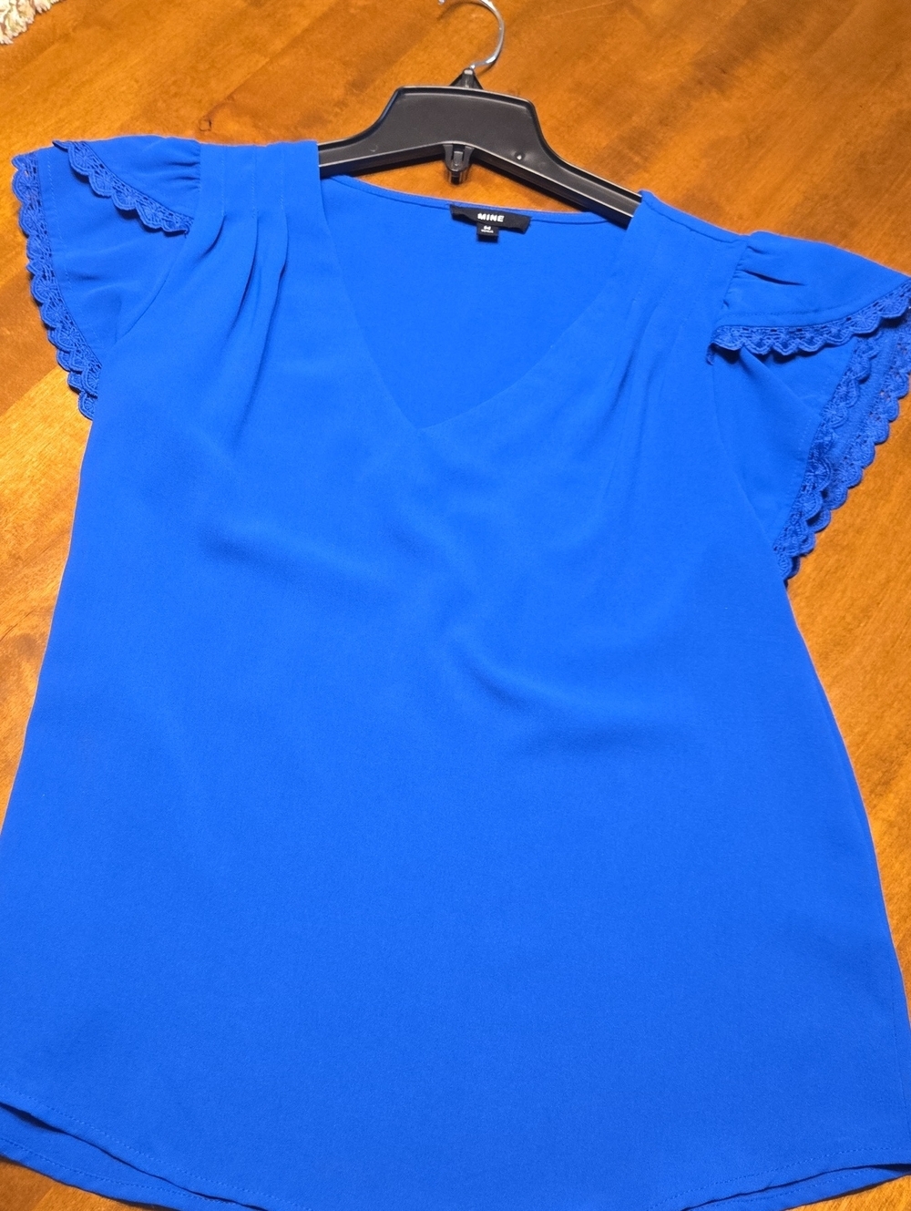Mine Royal Blue V-Neck Flutter Sleeve Blouse
